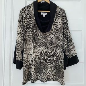 Joseph Ribkoff animal print cowl neck tunic top